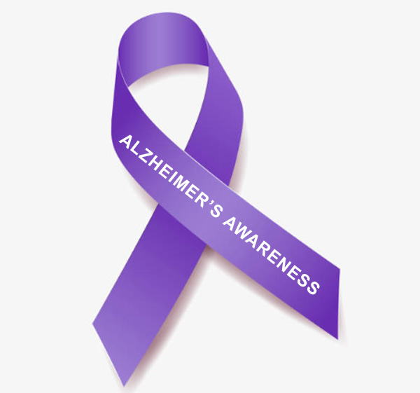 purple ribbon designating alzheimer's awareness